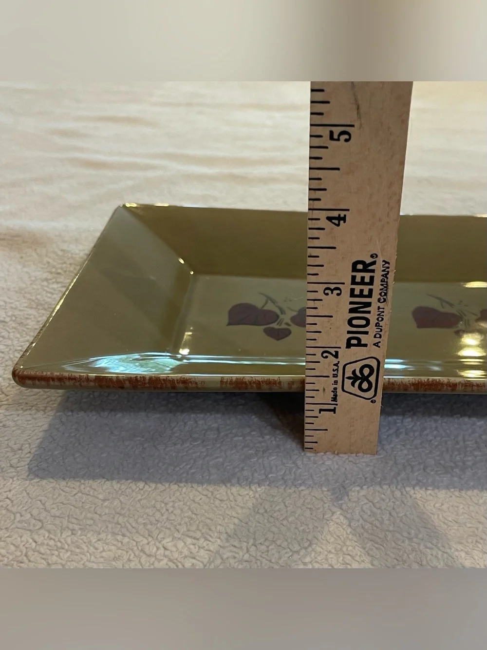 Vintage Portugal Ceramic Tray Olive Green MCM